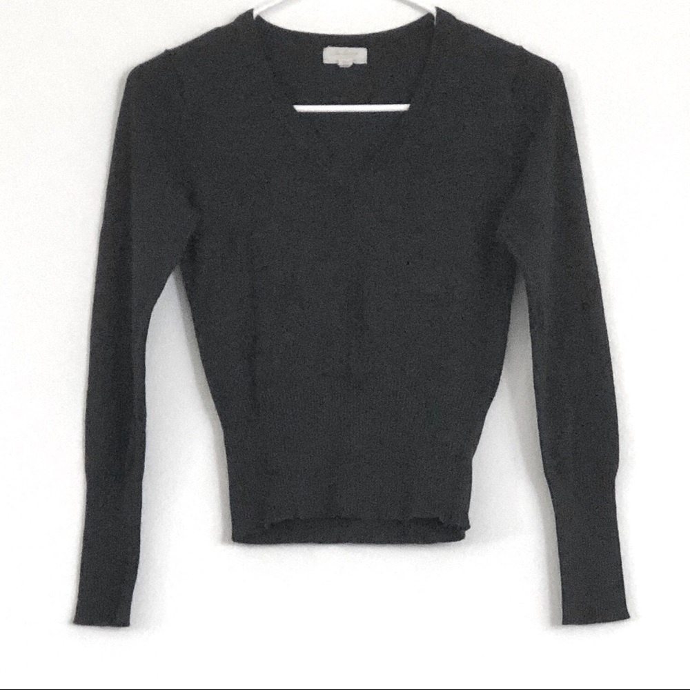 Forever21 V-neck Thin Sweater Dark Gray